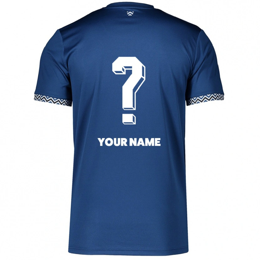 Danxen Hombre Camiseta Su Nombre #0 Azul Marino Blanco 1ª Equipación 2025/26 La Camisa México