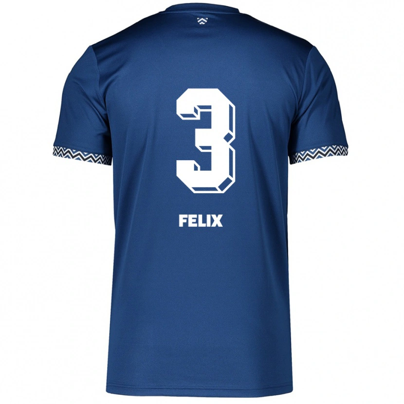 Danxen Hombre Camiseta Joel Felix #3 Azul Marino Blanco 1ª Equipación 2025/26 La Camisa México