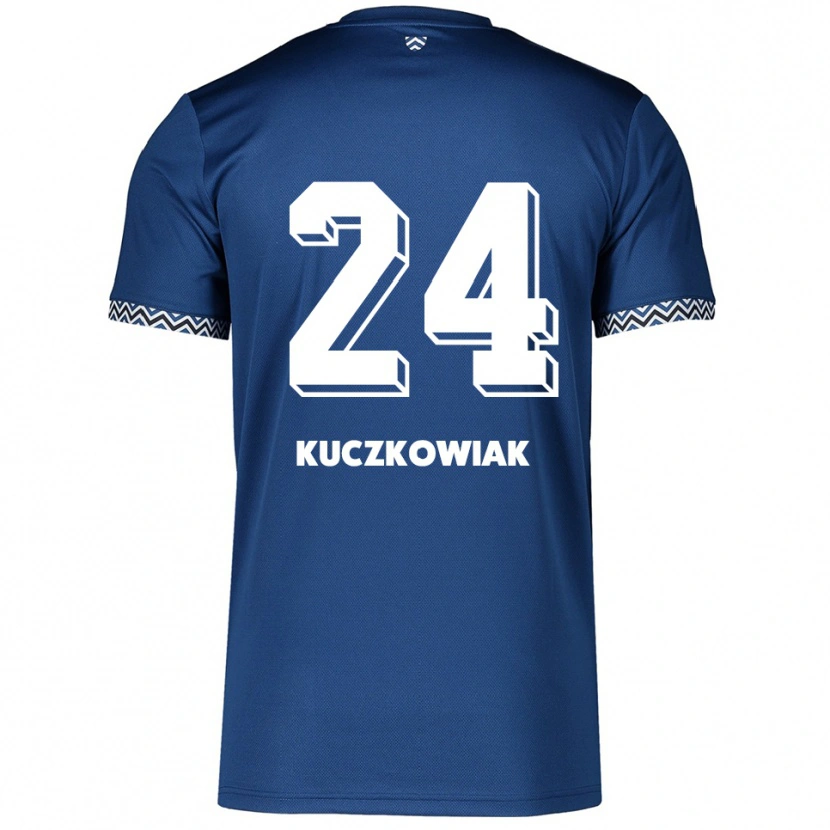Danxen Hombre Camiseta Mateusz Kuczkowiak #24 Azul Marino Blanco 1ª Equipación 2025/26 La Camisa México