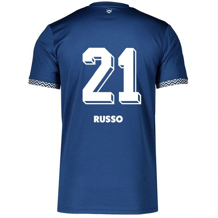 Danxen Hombre Camiseta Stefano Russo #21 Azul Marino Blanco 1ª Equipación 2025/26 La Camisa México