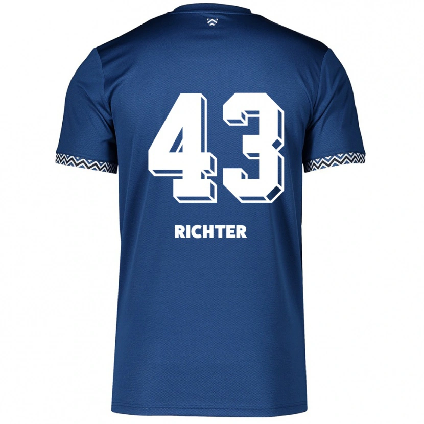 Danxen Hombre Camiseta Daniel Richter #43 Azul Marino Blanco 1ª Equipación 2025/26 La Camisa México