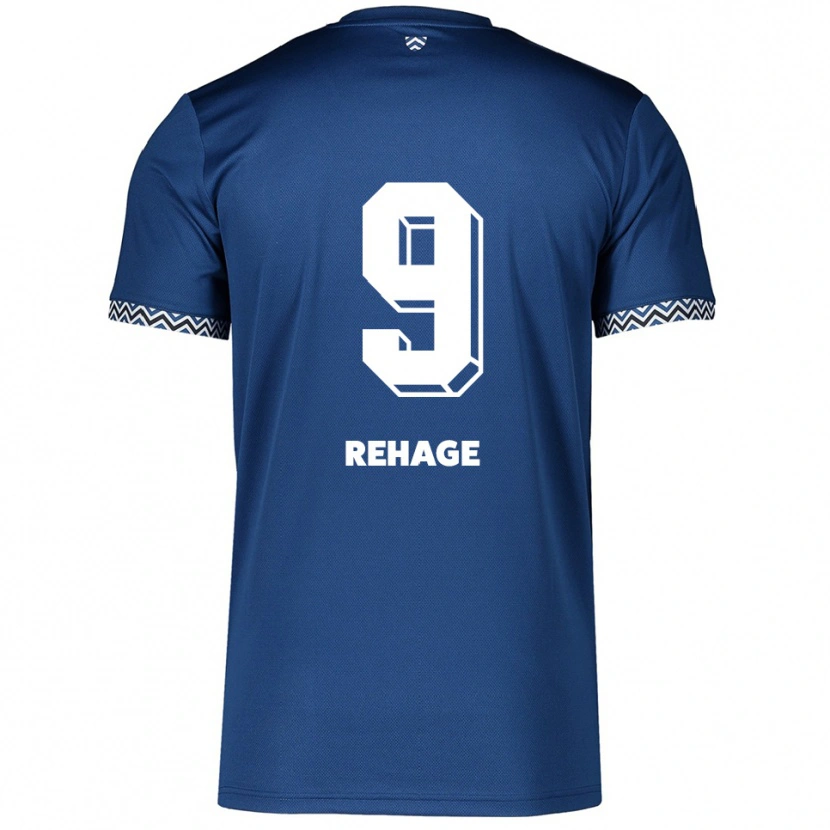 Danxen Hombre Camiseta Ben Rehage #9 Azul Marino Blanco 1ª Equipación 2025/26 La Camisa México