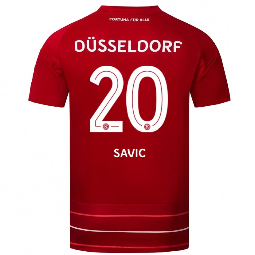 Danxen Hombre Camiseta David Savic #20 Rojo Blanco 1ª Equipación 2025/26 La Camisa México