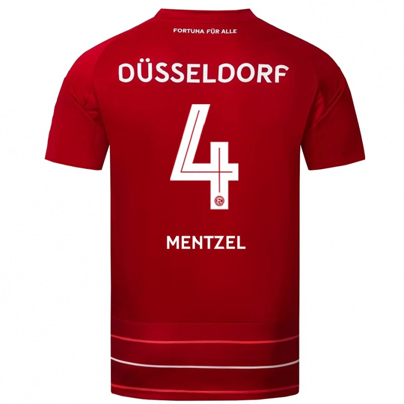 Danxen Hombre Camiseta Levi Mentzel #4 Rojo Blanco 1ª Equipación 2025/26 La Camisa México