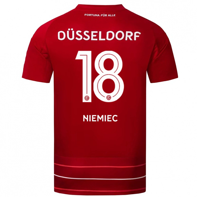 Danxen Hombre Camiseta Jona Niemiec #18 Rojo Blanco 1ª Equipación 2025/26 La Camisa México