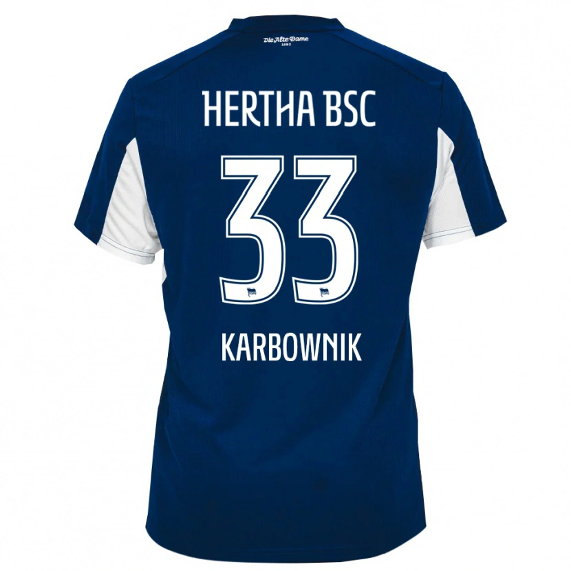 Danxen Hombre Camiseta Michal Karbownik #33 Blanco Azul 1ª Equipación 2025/26 La Camisa México