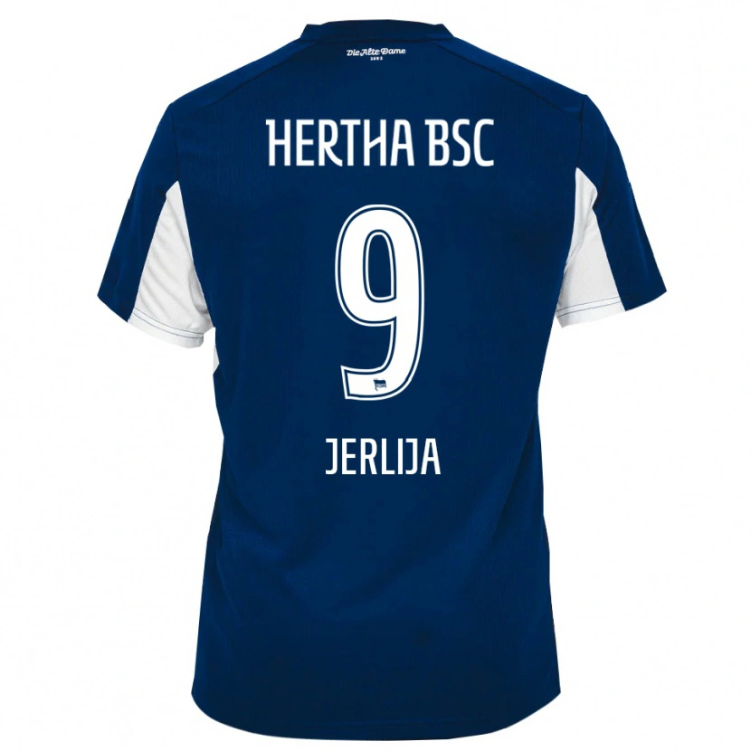 Danxen Hombre Camiseta Leotrim Jerlija #9 Blanco Azul 1ª Equipación 2025/26 La Camisa México