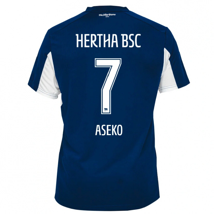 Danxen Hombre Camiseta Benjamin Aseko #7 Blanco Azul 1ª Equipación 2025/26 La Camisa México