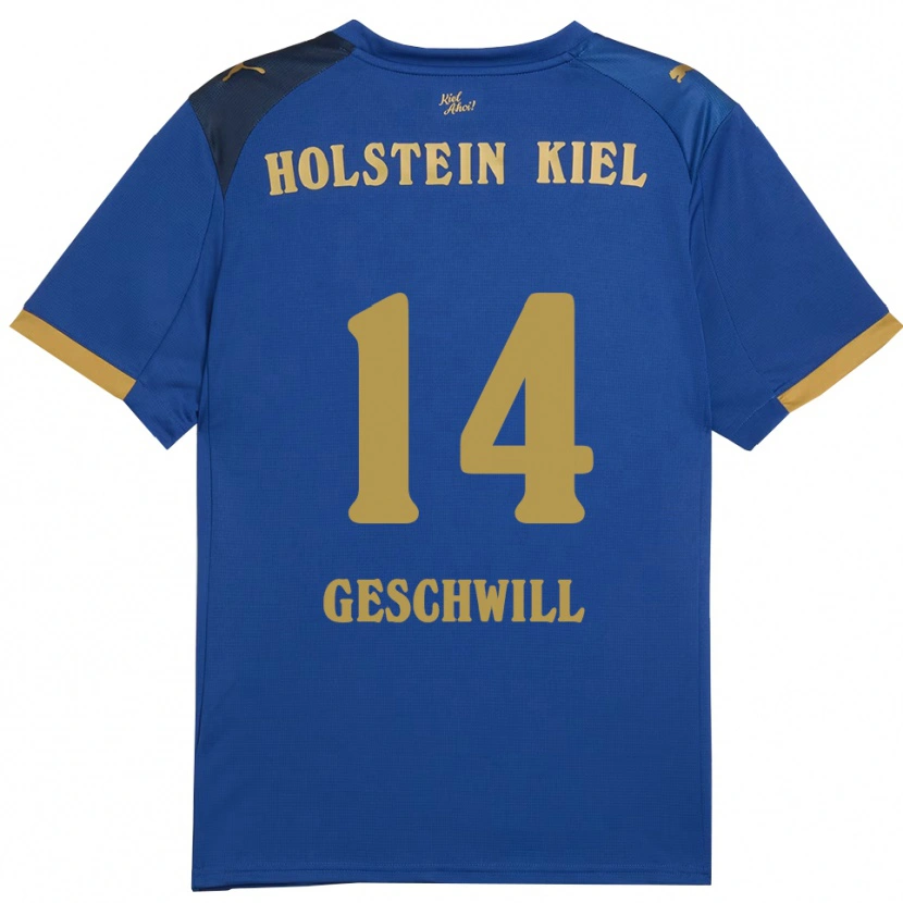 Danxen Hombre Camiseta Max Geschwill #14 Azul Dorado 1ª Equipación 2025/26 La Camisa México