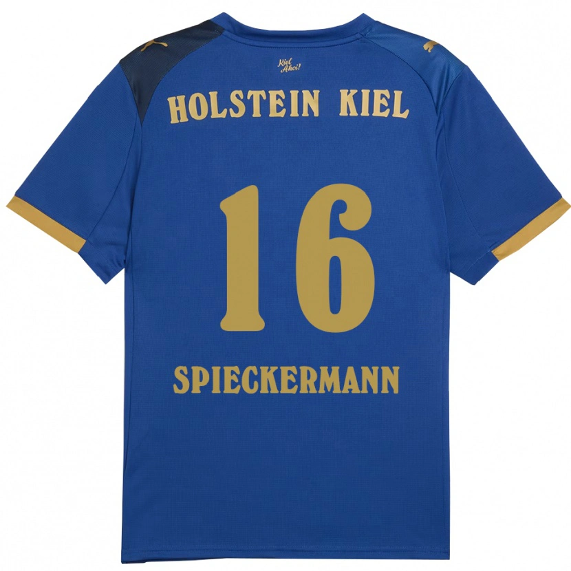 Danxen Hombre Camiseta Tim Spieckermann #16 Azul Dorado 1ª Equipación 2025/26 La Camisa México