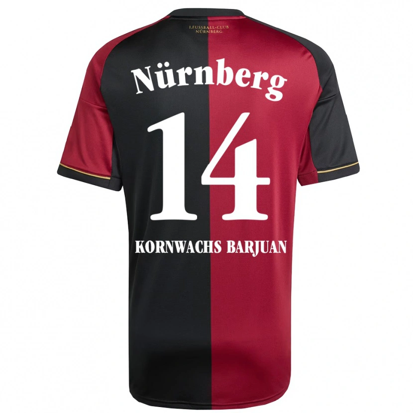 Danxen Hombre Camiseta Marc Kornwachs Barjuan #14 Borgoña Negro 1ª Equipación 2025/26 La Camisa México