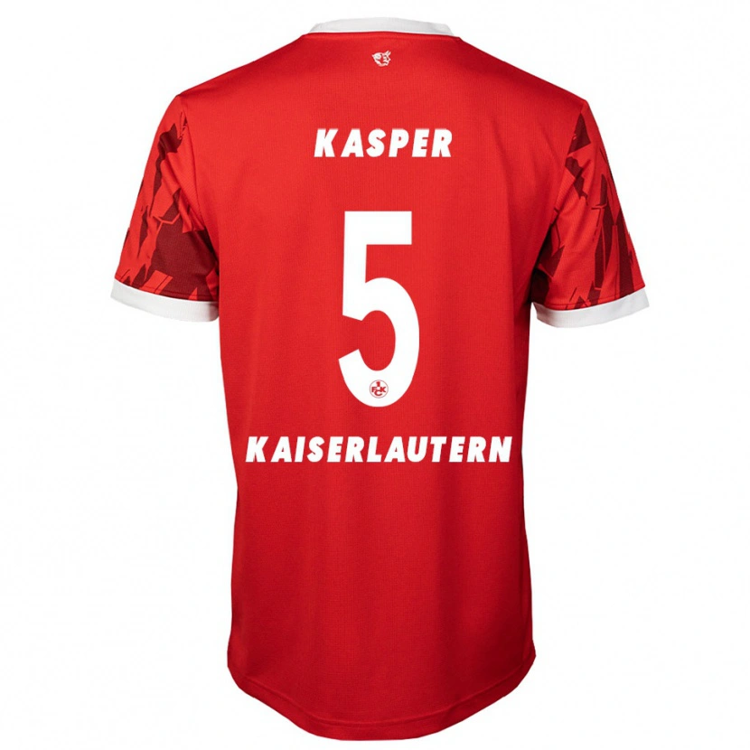 Danxen Hombre Camiseta Linus Kasper #5 Rojo Blanco 1ª Equipación 2025/26 La Camisa México