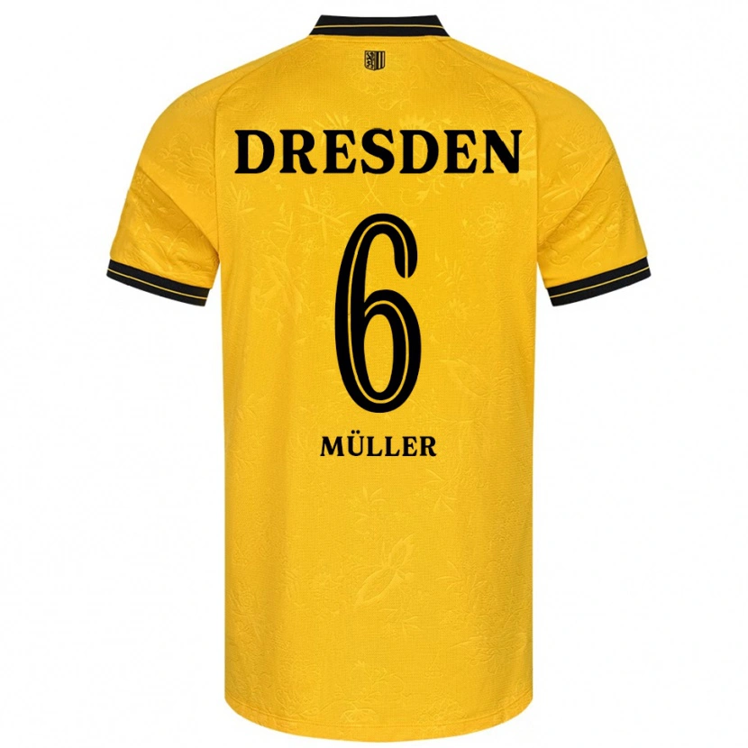 Danxen Hombre Camiseta Friedrich Müller #6 Amarillo Negro 1ª Equipación 2025/26 La Camisa México