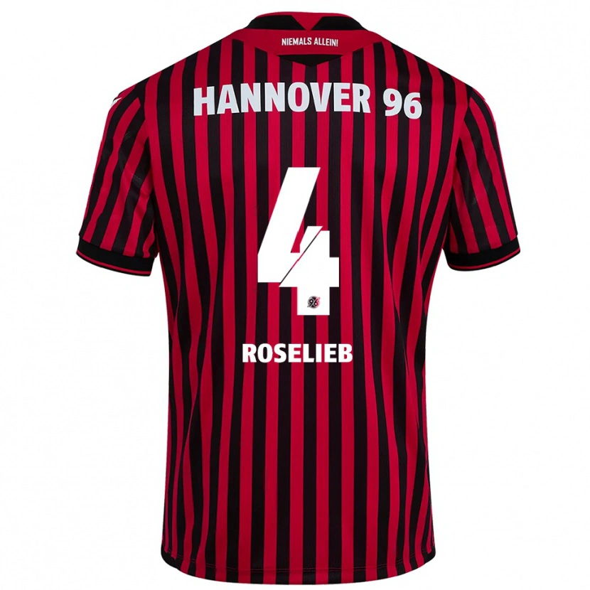 Danxen Hombre Camiseta Emil Roselieb #4 Rojo Negro 1ª Equipación 2025/26 La Camisa México