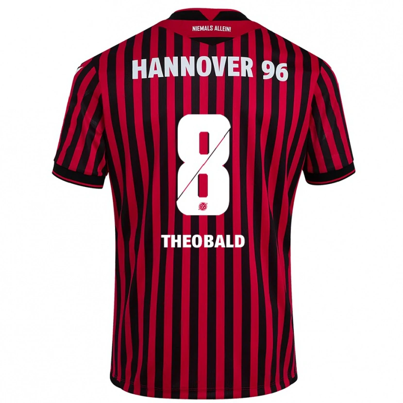 Danxen Hombre Camiseta Lara Theobald #8 Rojo Negro 1ª Equipación 2025/26 La Camisa México