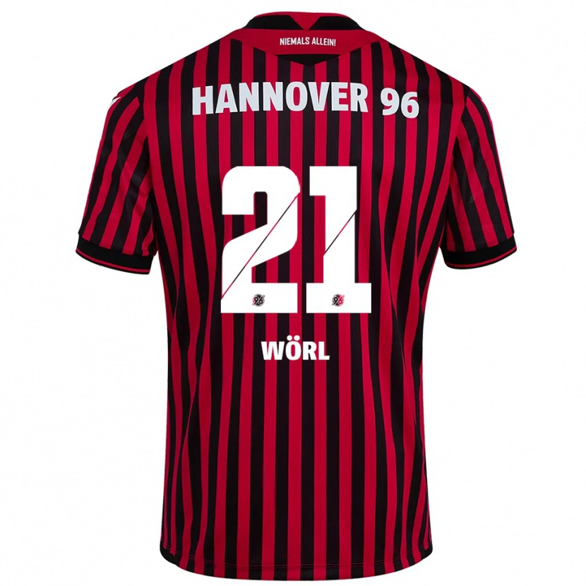 Danxen Hombre Camiseta Marius Wörl #21 Rojo Negro 1ª Equipación 2025/26 La Camisa México
