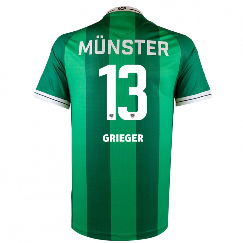 Danxen Hombre Camiseta Dominik Grieger #13 Verde Blanco 1ª Equipación 2025/26 La Camisa México