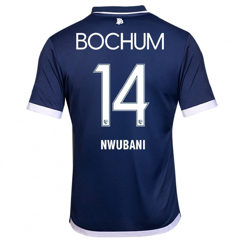 Danxen Hombre Camiseta Keleb Nwubani #14 Azul Marino Blanco 1ª Equipación 2025/26 La Camisa México