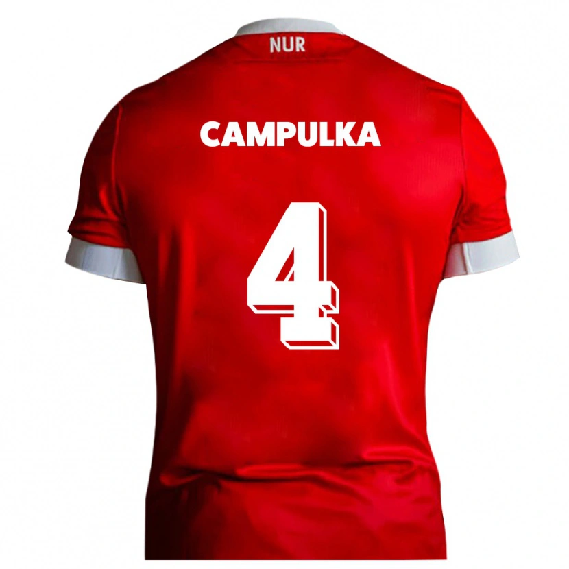 Danxen Hombre Camiseta Tim Campulka #4 Rojo Blanco 1ª Equipación 2025/26 La Camisa México