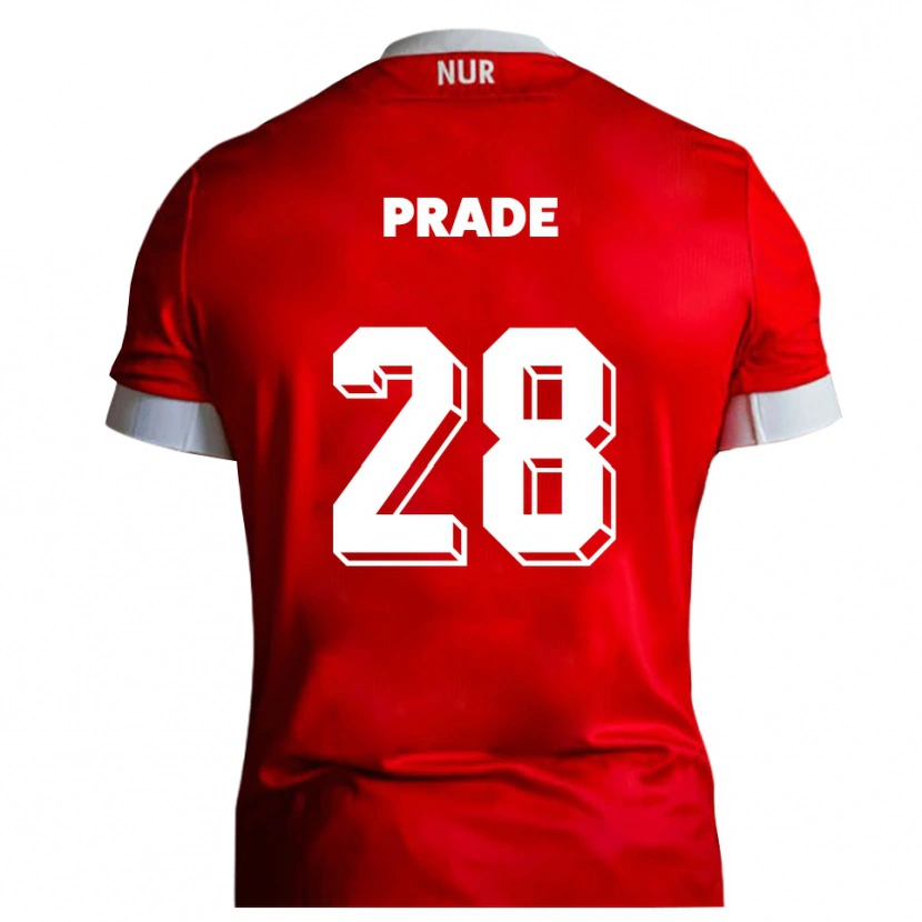 Danxen Hombre Camiseta Adrian Prade #28 Rojo Blanco 1ª Equipación 2025/26 La Camisa México