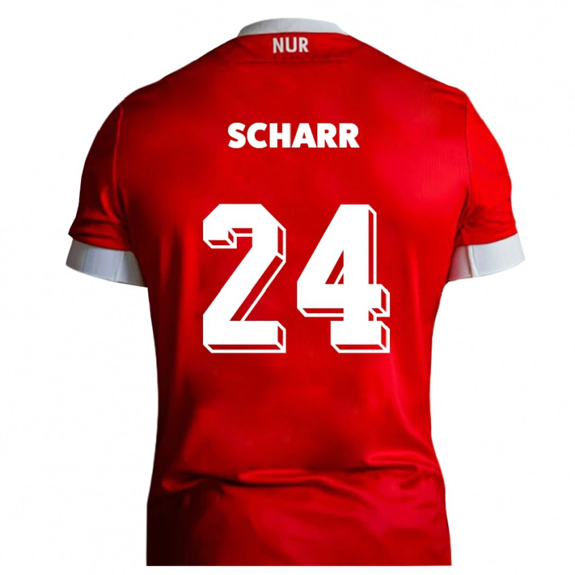 Danxen Hombre Camiseta Janne Scharr #24 Rojo Blanco 1ª Equipación 2025/26 La Camisa México