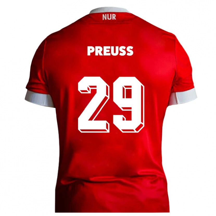 Danxen Hombre Camiseta Marlon Preuß #29 Rojo Blanco 1ª Equipación 2025/26 La Camisa México