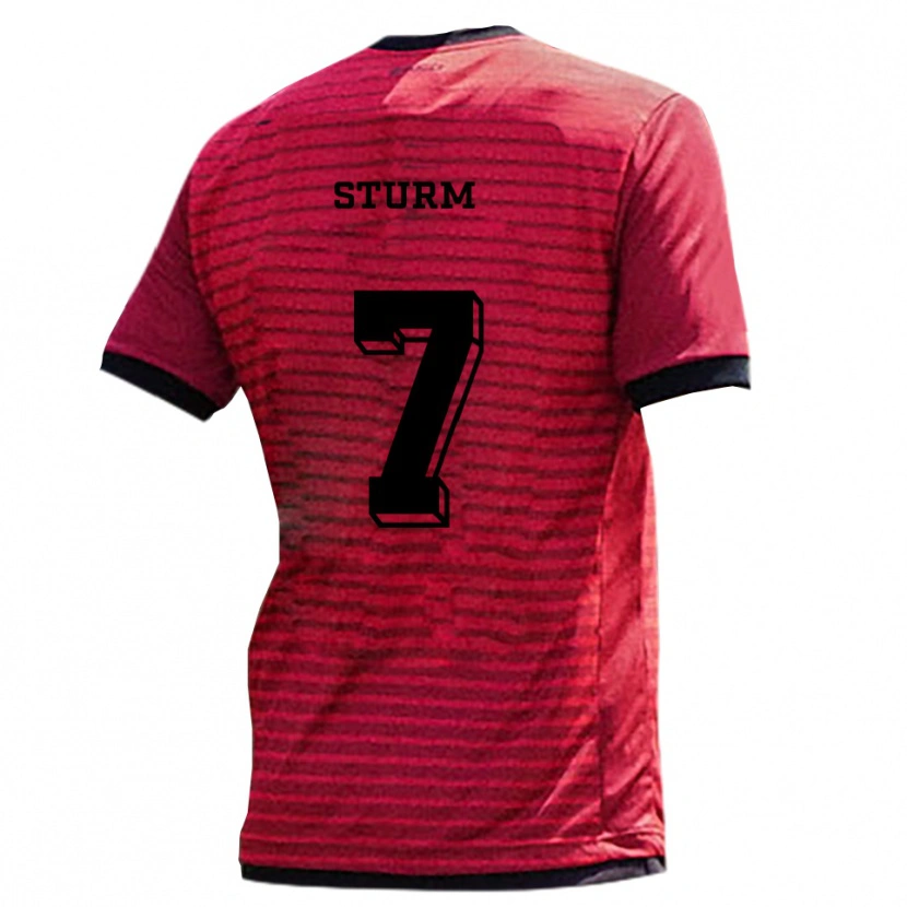 Danxen Hombre Camiseta Yann Sturm #7 Rojo Negro 1ª Equipación 2025/26 La Camisa México