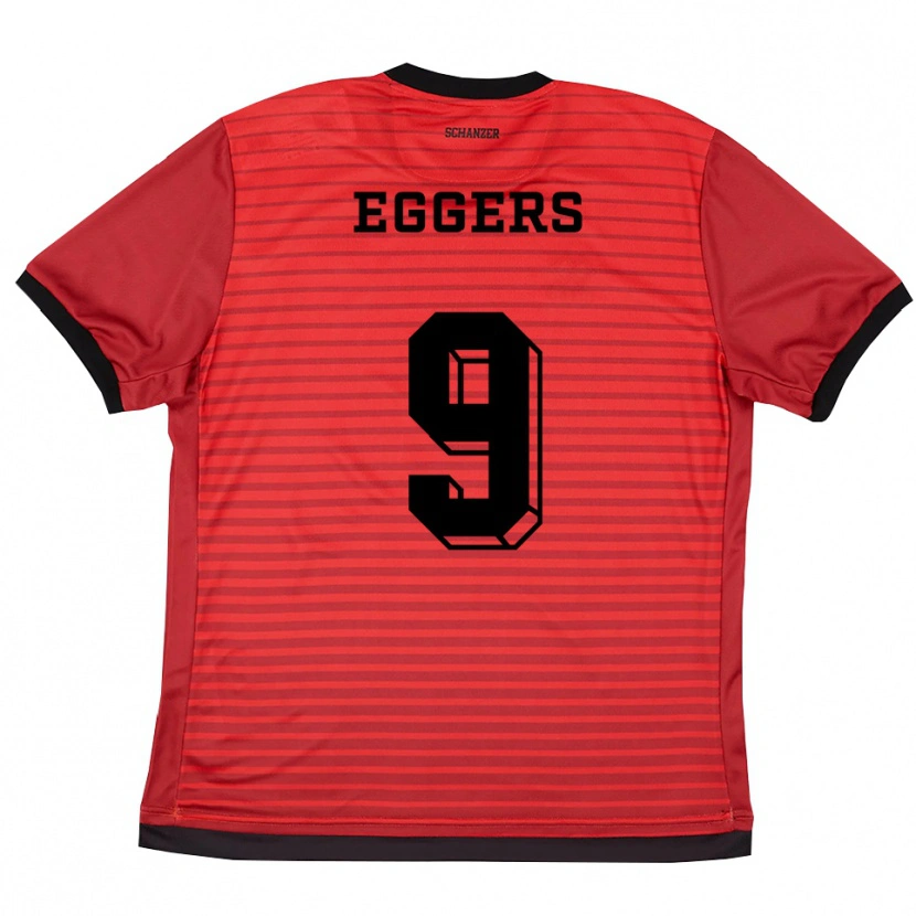 Danxen Hombre Camiseta Milian Eggers #9 Rojo Negro 1ª Equipación 2025/26 La Camisa México