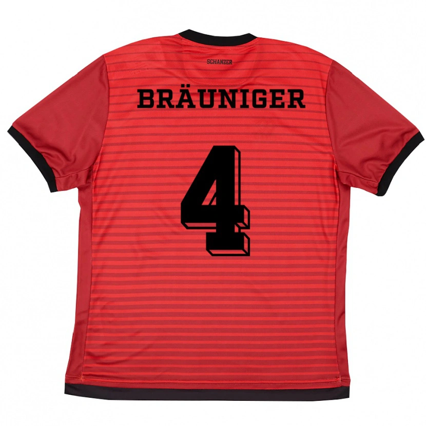 Danxen Hombre Camiseta Sandor Bräuniger #4 Rojo Negro 1ª Equipación 2025/26 La Camisa México