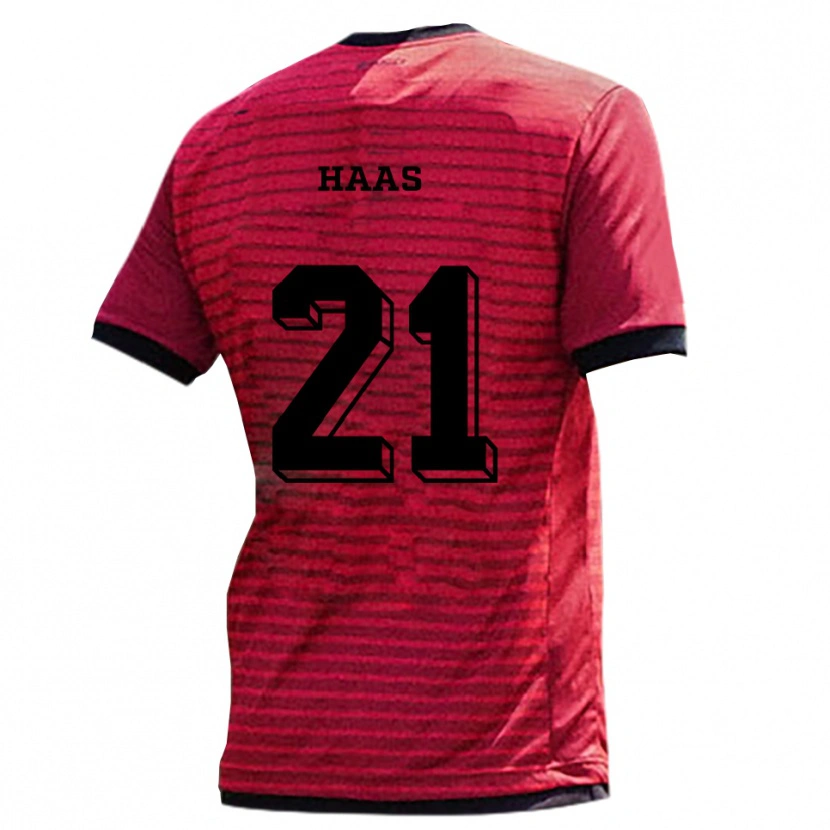 Danxen Hombre Camiseta Leo Haas #21 Rojo Negro 1ª Equipación 2025/26 La Camisa México