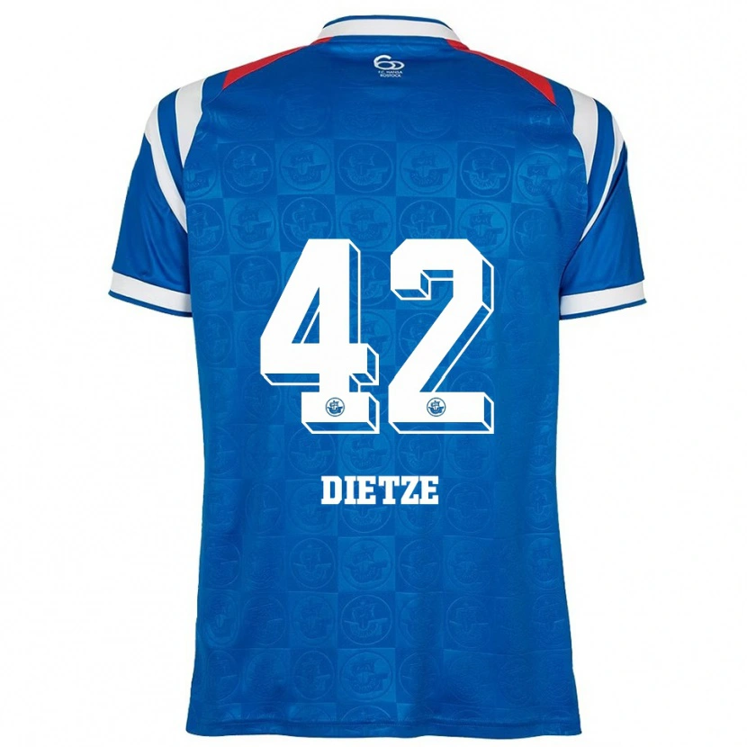 Danxen Hombre Camiseta Benno Dietze #42 Azul Blanco Rojo 1ª Equipación 2025/26 La Camisa México