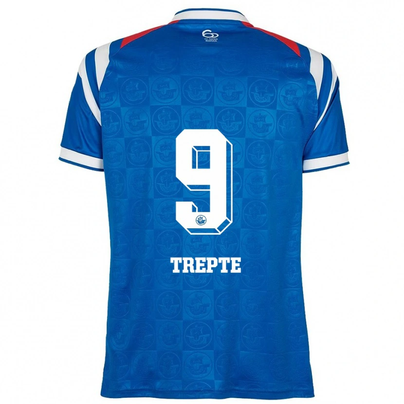 Danxen Hombre Camiseta Neele Trepte #9 Azul Blanco Rojo 1ª Equipación 2025/26 La Camisa México