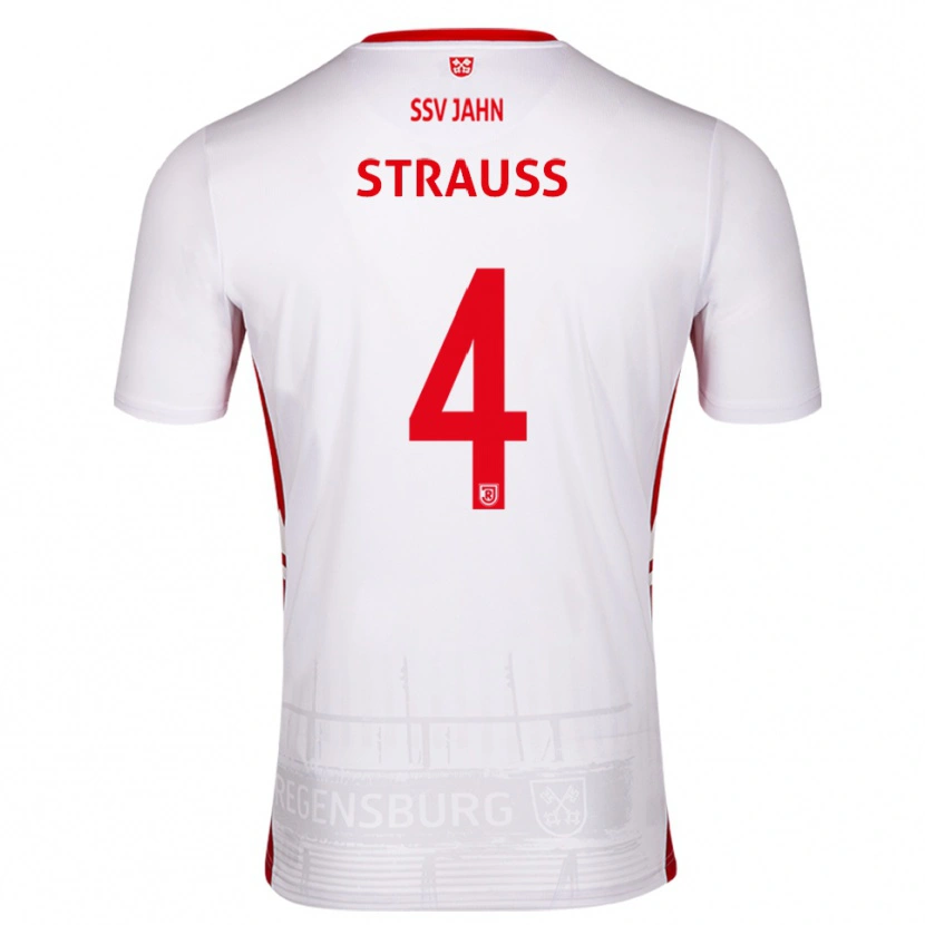 Danxen Hombre Camiseta Felix Strauss #4 Blanco Rojo 1ª Equipación 2025/26 La Camisa México