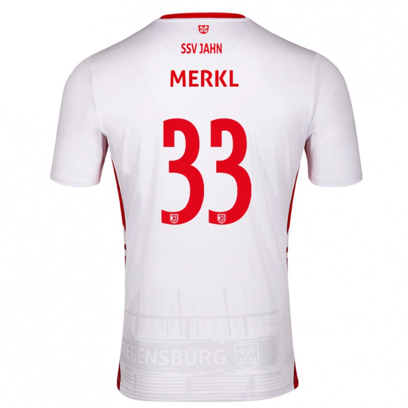 Danxen Hombre Camiseta Maurice Merkl #33 Blanco Rojo 1ª Equipación 2025/26 La Camisa México