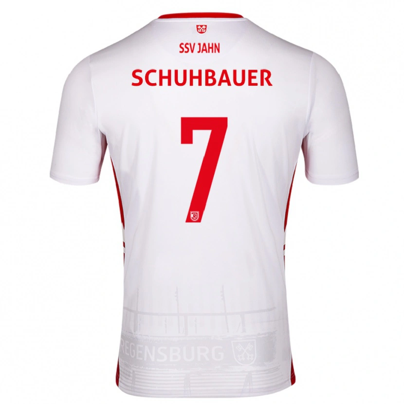 Danxen Hombre Camiseta Simon Schuhbauer #7 Blanco Rojo 1ª Equipación 2025/26 La Camisa México