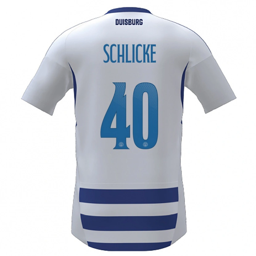 Danxen Hombre Camiseta Ben Schlicke #40 Blanco Azul 1ª Equipación 2025/26 La Camisa México