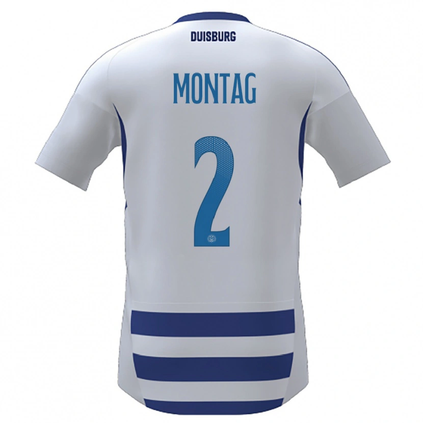 Danxen Hombre Camiseta Moritz Montag #2 Blanco Azul 1ª Equipación 2025/26 La Camisa México
