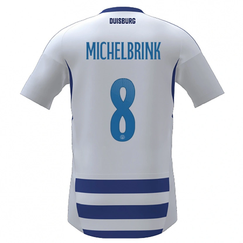 Danxen Hombre Camiseta Jonas Michelbrink #8 Blanco Azul 1ª Equipación 2025/26 La Camisa México