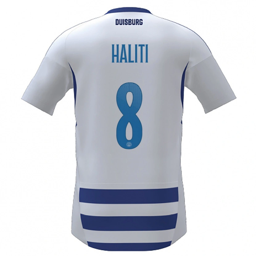 Danxen Hombre Camiseta Lenart Haliti #8 Blanco Azul 1ª Equipación 2025/26 La Camisa México