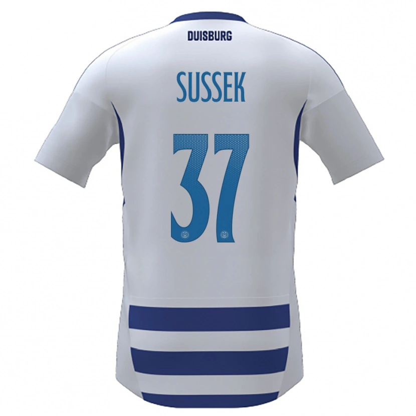 Danxen Hombre Camiseta Patrick Sussek #37 Blanco Azul 1ª Equipación 2025/26 La Camisa México