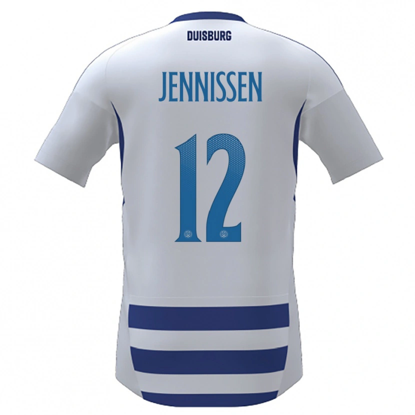 Danxen Hombre Camiseta Laurenz Jennissen #12 Blanco Azul 1ª Equipación 2025/26 La Camisa México