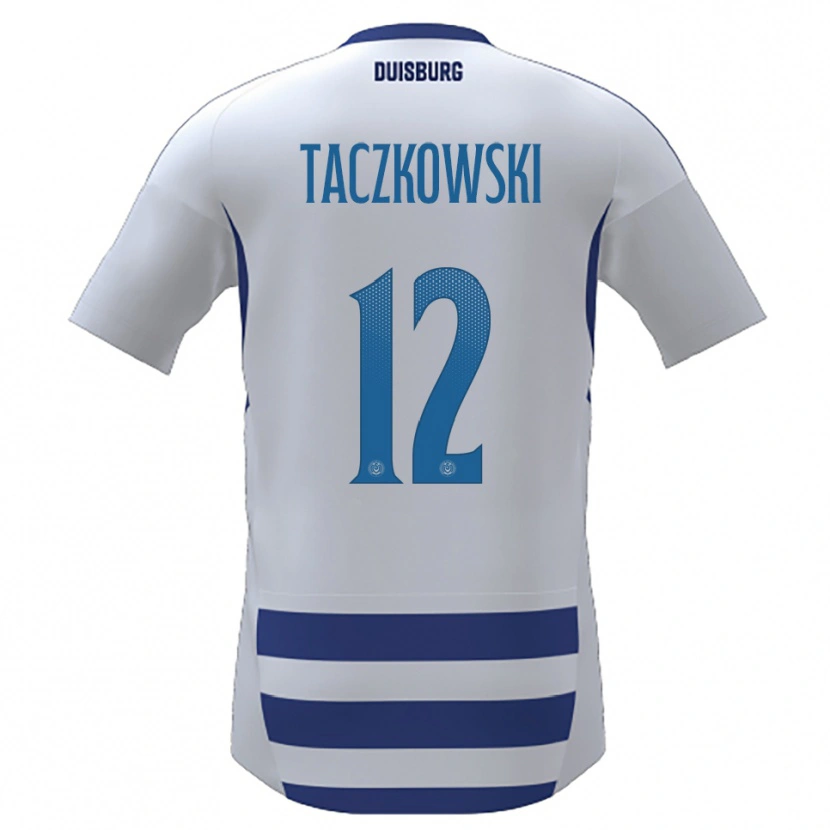Danxen Hombre Camiseta Simon Taczkowski #12 Blanco Azul 1ª Equipación 2025/26 La Camisa México