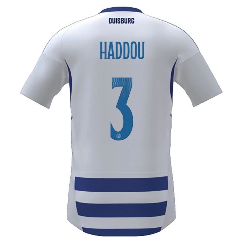 Danxen Hombre Camiseta Reda Haddou #3 Blanco Azul 1ª Equipación 2025/26 La Camisa México