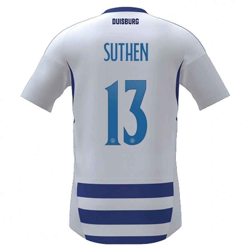 Danxen Hombre Camiseta Dion Suthen #13 Blanco Azul 1ª Equipación 2025/26 La Camisa México