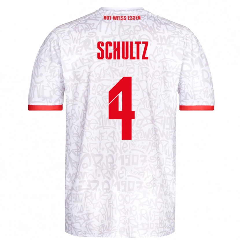 Danxen Hombre Camiseta Michael Schultz #4 Blanco Rojo 1ª Equipación 2025/26 La Camisa México