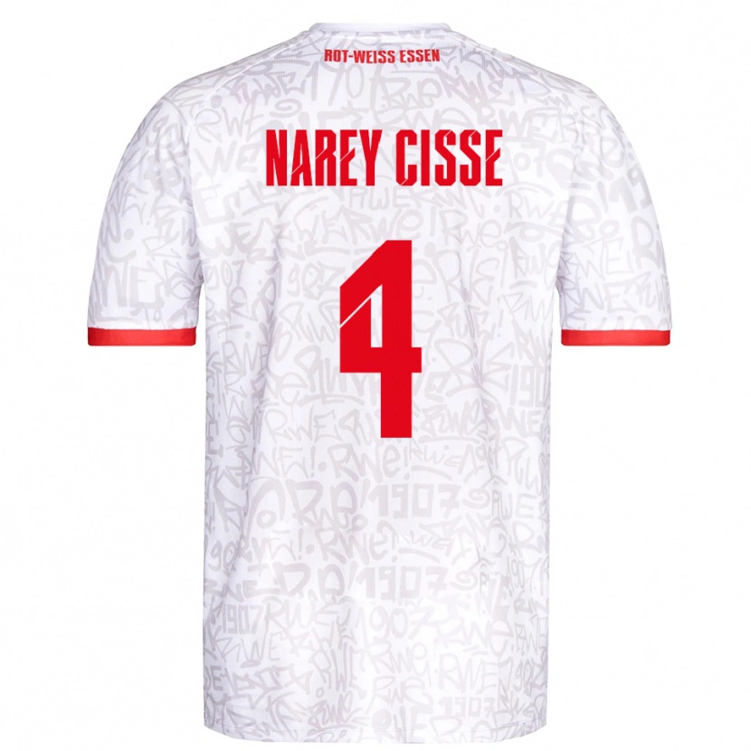 Danxen Hombre Camiseta Ibrahim Narey Cisse #4 Blanco Rojo 1ª Equipación 2025/26 La Camisa México