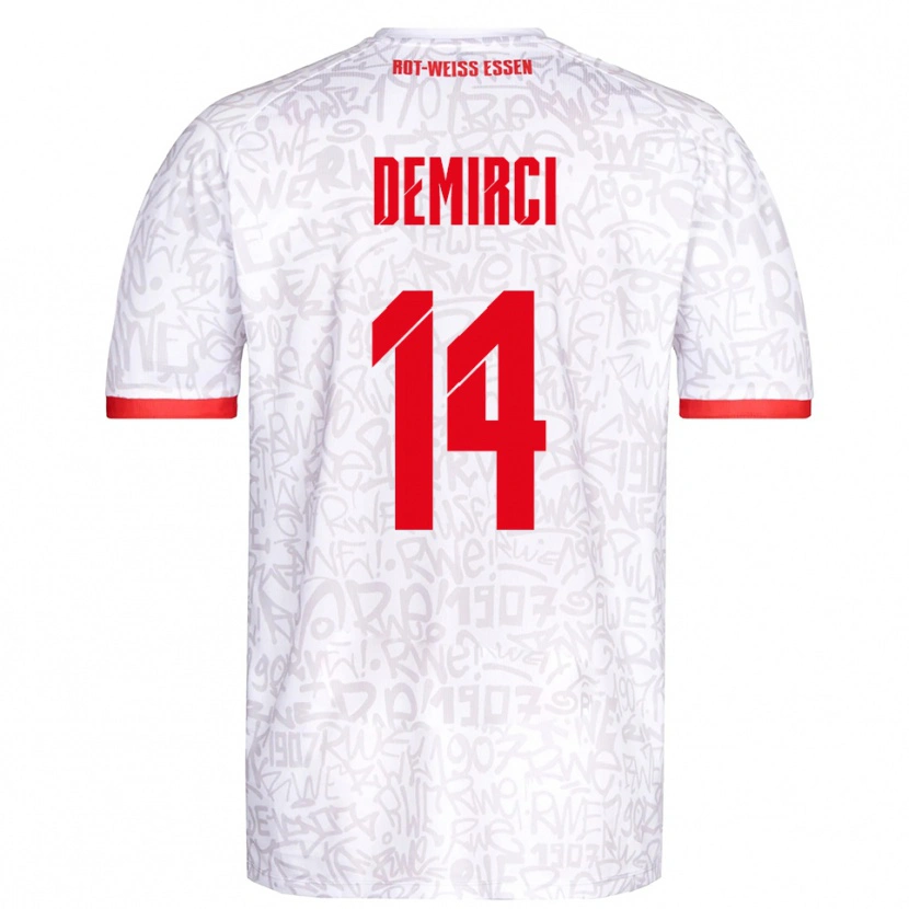 Danxen Hombre Camiseta Mehmet Demirci #14 Blanco Rojo 1ª Equipación 2025/26 La Camisa México