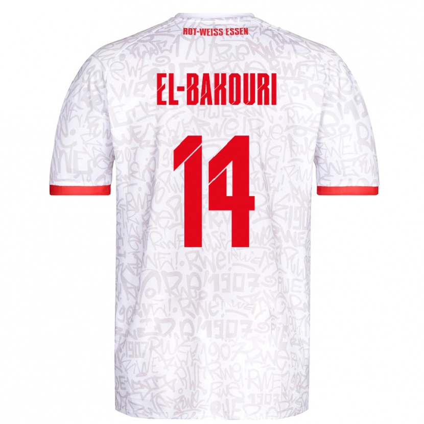 Danxen Hombre Camiseta Ibrahim El-Bakouri #14 Blanco Rojo 1ª Equipación 2025/26 La Camisa México