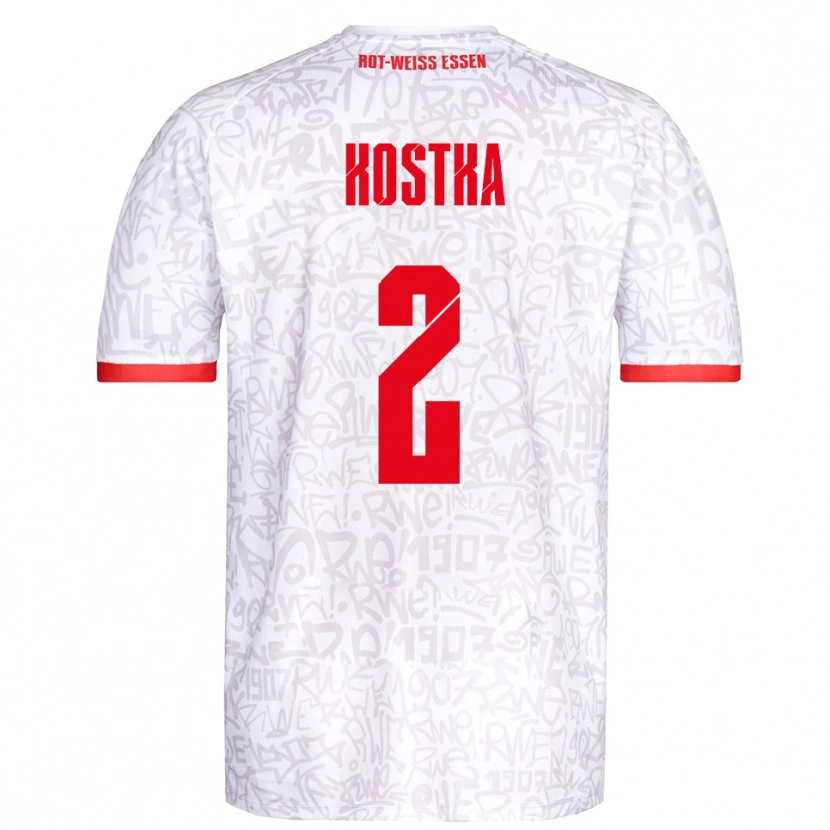 Danxen Hombre Camiseta Michael Kostka #2 Blanco Rojo 1ª Equipación 2025/26 La Camisa México