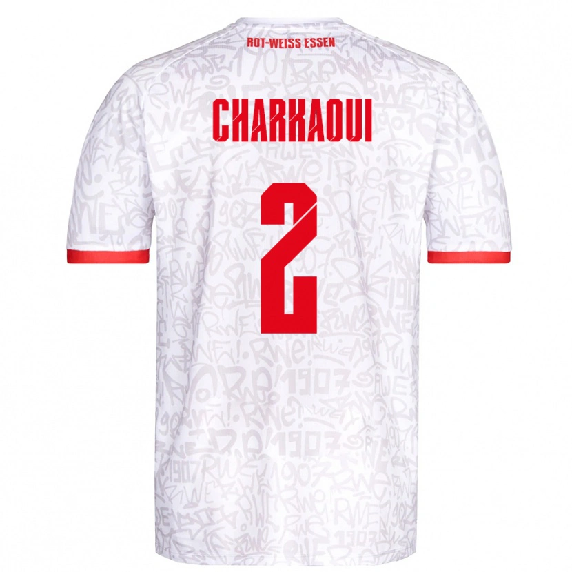 Danxen Hombre Camiseta Bilal Charkaoui #2 Blanco Rojo 1ª Equipación 2025/26 La Camisa México